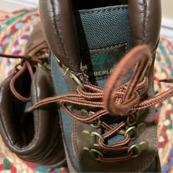 Timberland vintage  brown leather green hiking shoes boots - Picture 5 of 7